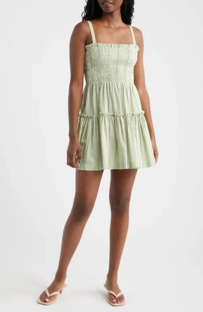 Hill House Home The Seraphina Stripe Nap Minidress In Green