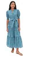 Hill House Home The Short Sleeve Yara Dress In Calico Trellis/navy