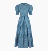 Hill House Home The Short Sleeve Yara Dress In Navy Calico Trellis