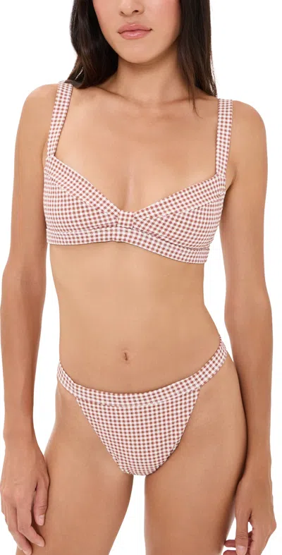 Hill House Home The Tao Two Piece Bikini Set Rust Gingham In Pink