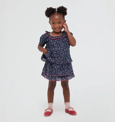 Hill House Home The Tiny Annabella Skirt In Daisy Ditsy Toss Navy