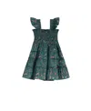 Hill House Home Girls' The Tiny Ellie Nap Dress - Little Kid, Big Kid In Fleur Chintz/bottle Green