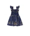 Hill House Home Girls' The Tiny Ellie Nap Dress - Little Kid, Big Kid In Navy Equestrian Toile