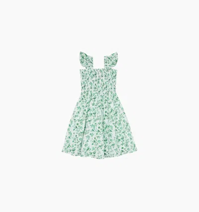 Hill House Home Kids' The Tiny Ellie Nap Dress In Green Bird Floral