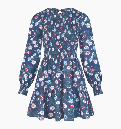 Hill House Home The Viviana Mini Nap Dress In Navy Belgravia Floral Ikat