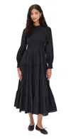 Hill House Home The Viviana Nap Dress Black Linear Dot In Black Linear Dot