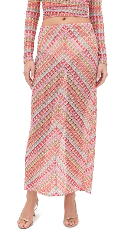 HILL HOUSE HOME THE ZOEY MAXI SKIRT STRETCH CROCHET KNIT/PASTEL
