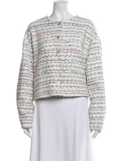 Pre-owned Hill House Home Tweed Pattern Evening Jacket In White