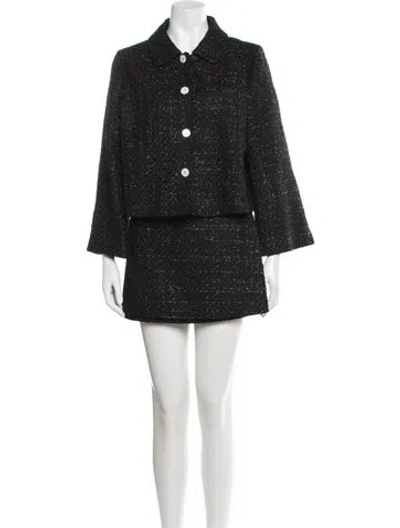 Pre-owned Hill House Home Tweed Pattern Glitter Accents Skirt Set In Black