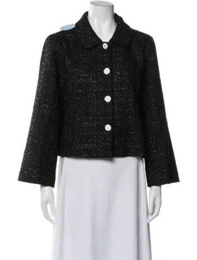 Pre-owned Hill House Home Tweed Pattern Jacket In Black
