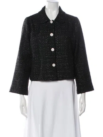 Pre-owned Hill House Home Tweed Pattern Jacket In Black