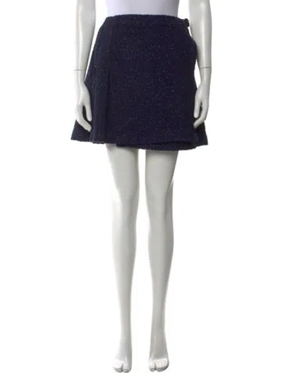 Pre-owned Hill House Home Tweed Pattern Mini Skirt In Blue