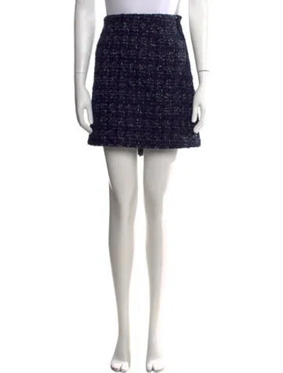 Pre-owned Hill House Home Tweed Pattern Mini Skirt In Blue