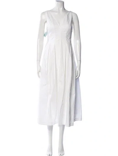Pre-owned Hill House Home V-neck Long Dress W/ Tags In White