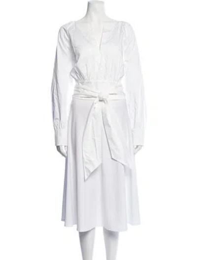 Pre-owned Hill House Home V-neck Long Sleeve Blouse In White