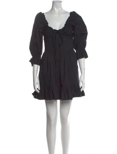 Pre-owned Hill House Home V-neck Mini Dress In Black