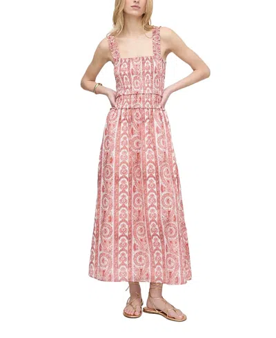 Hill House Home The Azalea Maxi Nap Dress Corsica Paisley Coral In Red
