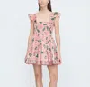 Hill House Home The Charlotte Nap Dress In Rose Calico Trellis