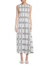 Hill House Home Women's The Cosima Medallion Cotton Midi-dress In Gray