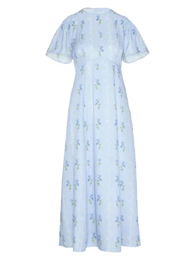 Hill House Home The Dominque Ditsy Floral Maxi Dress In Blue
