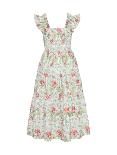 Hill House Home The Ellie Floral Flutter Sleeve Nap Midi Dress In Neutral