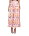 Hill House Home The Kate Midi Skirt Floral Block Stripe/pink Multi