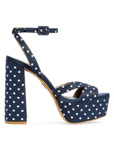 Hill House Home Women's The Party Platform Sandals In Navy White Dot