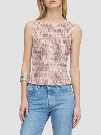 Hill House Home The Phoebe Cotton Gingham Nap Top In Neutral