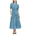 Hill House Home The Short Sleeve Yara Dress In Navy Calico Trellis