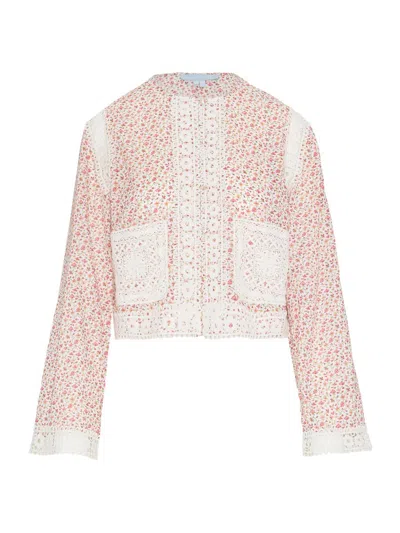 Hill House Home The Tory Crop Organic Cotton Voile Top In Pink
