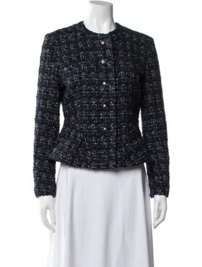 Pre-owned Hill House Home Wool Tweed Pattern Jacket In Blue