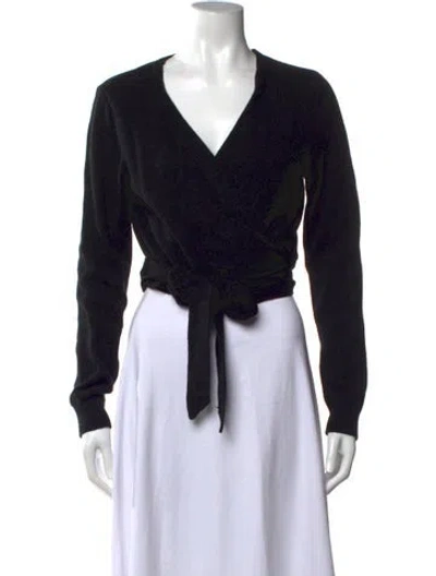 Pre-owned Hill House Home Wool V-neck Sweater In Black