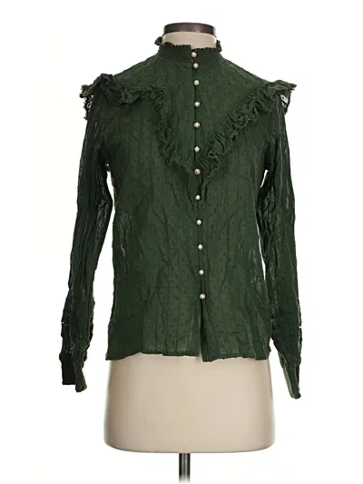 Pre-owned Hill House Long Sleeve Blouse In Green