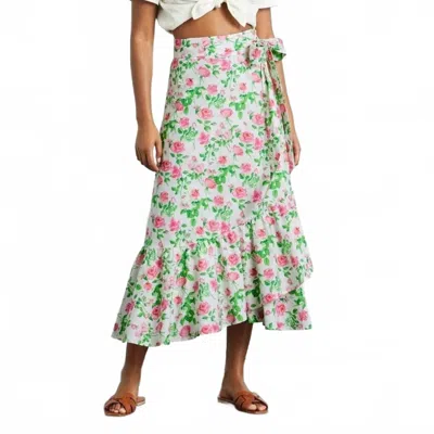 Hill House Mirabel Wrap Midi Skirt In Pink Roses In Multi