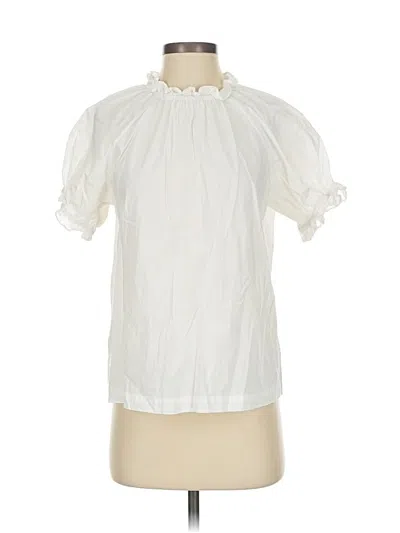Pre-owned Hill House Short Sleeve Blouse In White