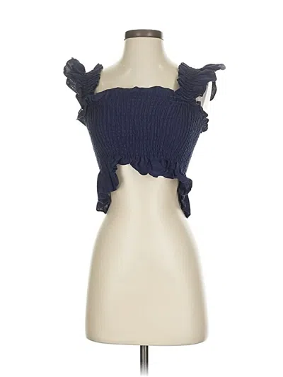 Pre-owned Hill House Sleeveless Top Blue Strapless Neckline Tops