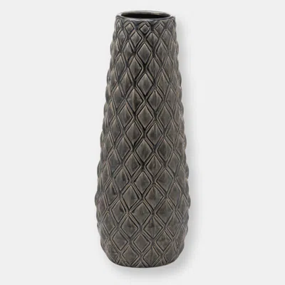 Hill Interiors Seville Collection Alpine Vase (gray) (43cm X 16cm X 16cm) In Grey