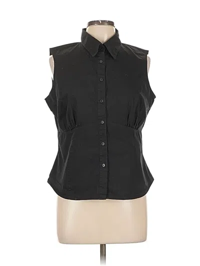 Pre-owned Hillard & Hanson Sleeveless Button Down Shirt In Black