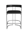 Hillsdale 34.5" Metal And Upholstered Cannonwood Half Moon Shape Height Stool In Silver