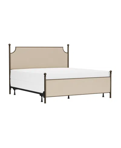 Hillsdale 52" Metal Mcarthur King Upholstered Headboard And Footboard In Bronze,stone