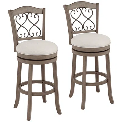 Hillsdale Newton 30" Stonewash Fabric Swivel Bar Stools Set Of 2