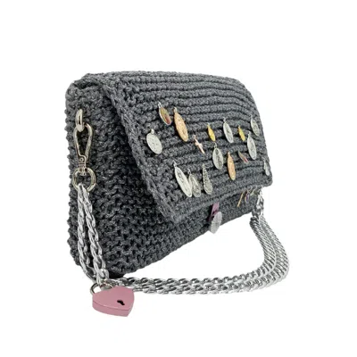 Hilo De Mar Women's Agarimo Hand Knitted Recycled Cotton Bag With Medals - Silver