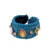 Hilo De Mar Women's Blue / Gold Turquoise Blue & Gold Bracelet - Handknitted - With Charms