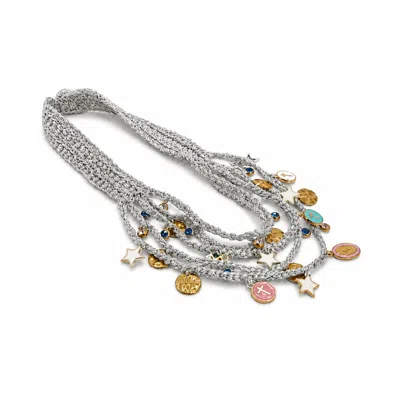 Hilo De Mar Women's Layered Crochet Necklace In Silver