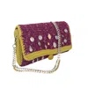 Hilo De Mar Women's Mino  Hand Knitted Bag With Medals - Strawberry & Mustard In Red/yellow