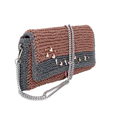 Hilo De Mar Women's Pink / Purple / Grey Biquino - Hand Knitted Recycled Paper Bag With Charms - Pink In Pink/purple/grey
