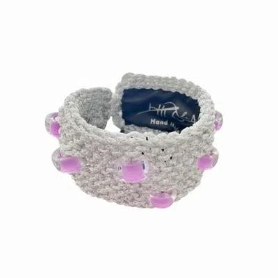 Hilo De Mar Women's Silver / Pink Cute Narrow Bracelet With Pink Crystals In Multi