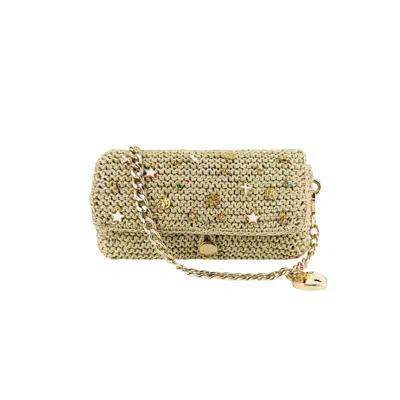 Hilo De Mar Women's Small Handknitted Handbag With Charms - Gold