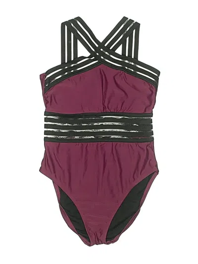 Pre-owned Hilor One Piece Swimsuit In Burgundy