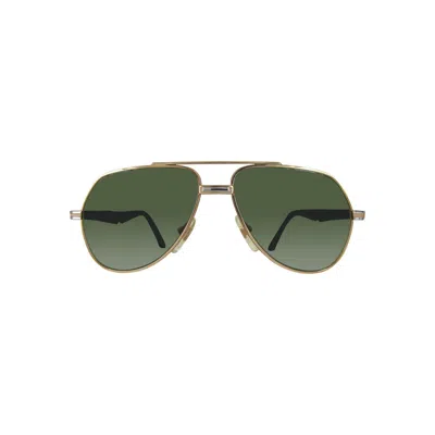 Pre-owned Hilton Authentic  London Monsieur 21 0006 Havana 24kt Gold Plated Sunglasses In Green